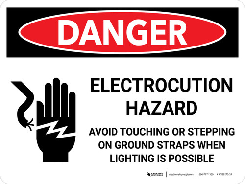 Danger: Electrocution Hazard Avoid Touching Landscape with Graphic - Wall Sign