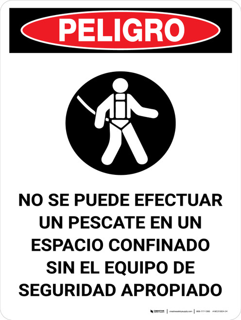 Danger: Do Not Perform Rescue Without Equipment Spanish Portrait with Icon - Wall Sign