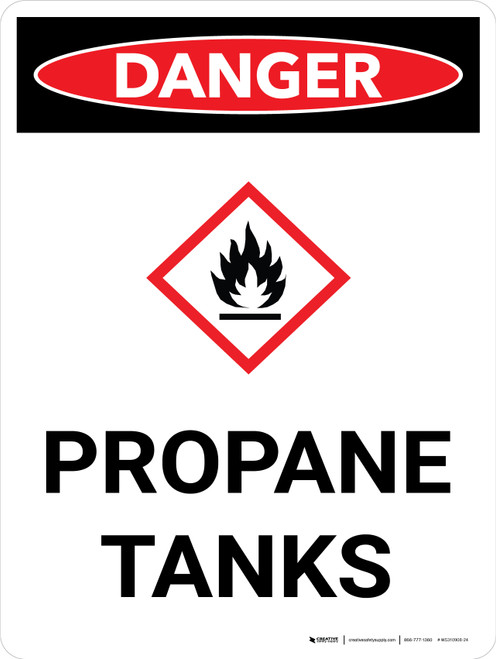 Danger: Propane Tanks Portrait with Graphic - Wall Sign