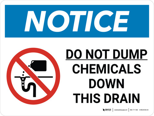 Notice: Do Not Dump Chemicals Down this Drain Landscape with Graphic