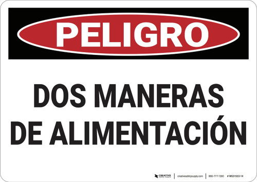 Danger: Two Forms of Feed - Spanish - Wall Sign