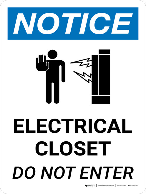 Notice: Electrical Closet Do Not Enter Portrait with Graphic