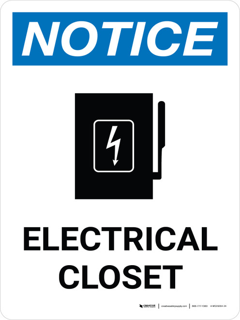 Notice Electrical Closet Portrait With Graphic Creative Safety Supply