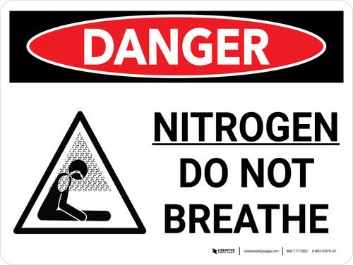 Danger: Nitrogen Do Not Breathe Landscape with Graphic - Wall Sign