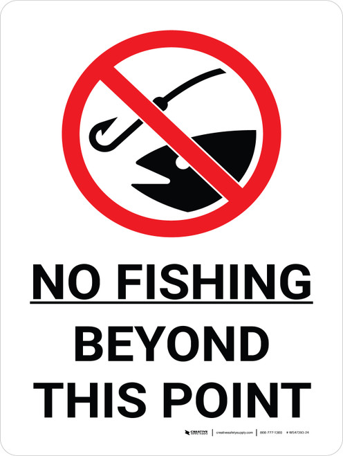 No Fishing Beyond This Point Portrait with Graphic - Wall Sign