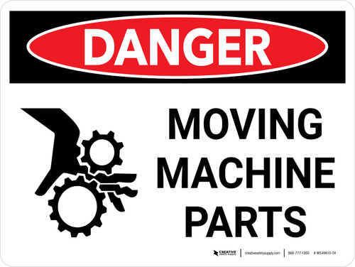 Danger: Moving Machine Parts Landscape with Graphic - Wall Sign