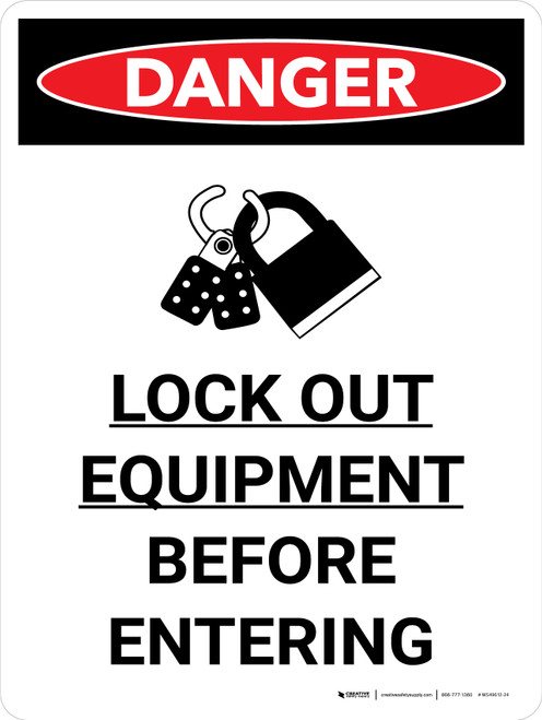 Lock Out Equipment Before Entering Portrait with Graphic - Wall Sign