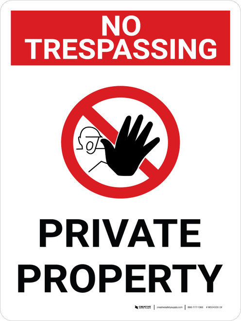 No Trespassing: Private Property Portrait with Graphic - Wall Sign