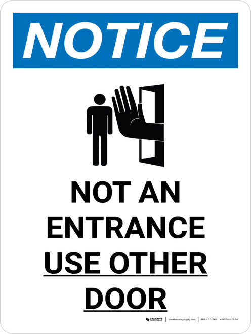 Notice: Not an Entrance - Use Other Door Portrait with Icon - Wall Sign