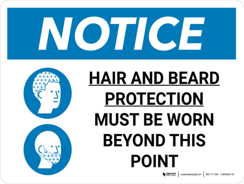 Notice: Hair and Beard Protection Must be Worn Beyond this Point Landscape with Icon - Wall Sign