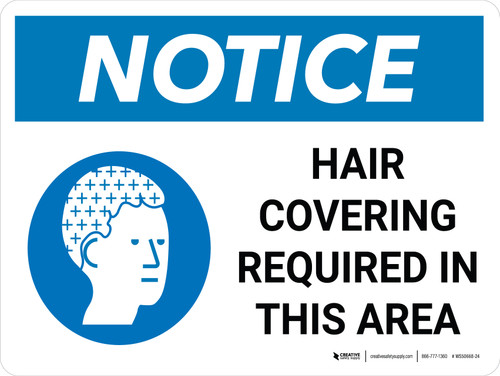 Notice: Hair Covering Required in This Area Landscape with Icon - Wall Sign