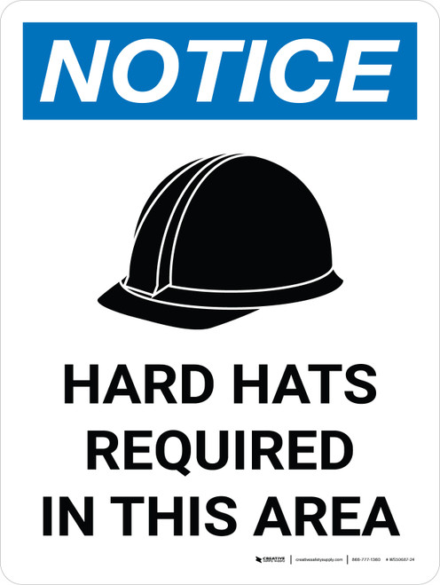 Notice: Hard Hats Required In This Area Portrait with Icon - Wall Sign