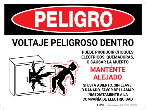 Danger: Hazardous Voltage Inside - Keep Out Spanish Landscape - Wall Sign