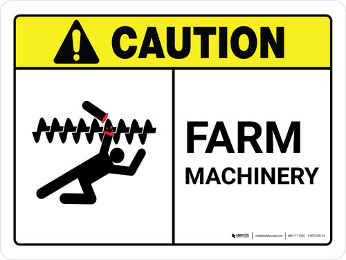 Caution: Farm Machinery ANSI Landscape - Wall Sign