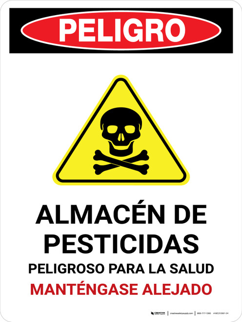Danger: Pesticide Storage Hazardous To Spanish Portrait - Wall Sign
