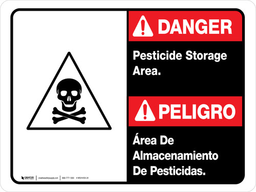 Danger: Pesticide Storage Area Bilingual ANSI Landscape - Wall Sign