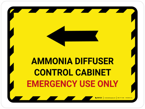 Ammonia Diffuser Control Cabinet Left Arrow Landscape - Wall Sign