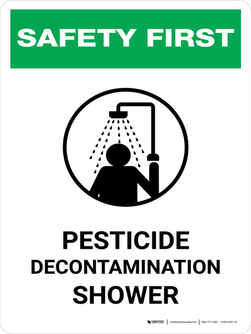 Safety First: Pesticide Decontamination Shower Portrait - Wall Sign