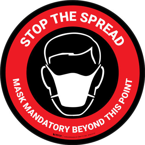 Stop The Spread - Mask Mandatory with Icon Red Circular - Carpet Sign