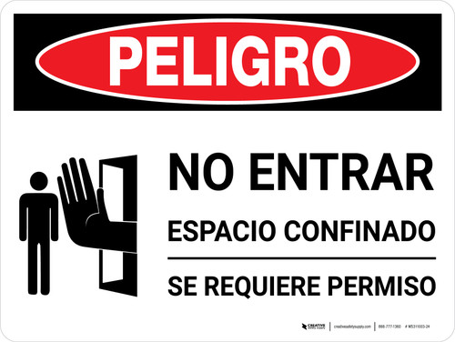 Danger: Permit Required No Entry Spanish Landscape With Icon - Wall Sign