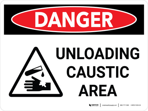 Danger: Unloading Caustic Area Landscape With Icon - Wall Sign