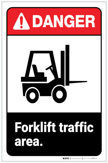 Danger: Forklift Traffic Area ANSI with Icon Portrait - Label