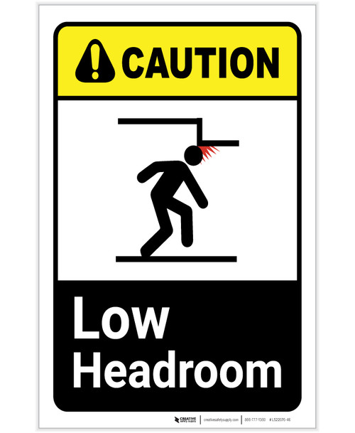 Caution: Low Headroom ANSI Portrait - Label