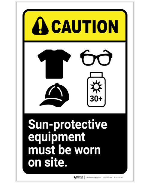 Caution: Wear Sun Protective Equipment ANSI Portrait - Label