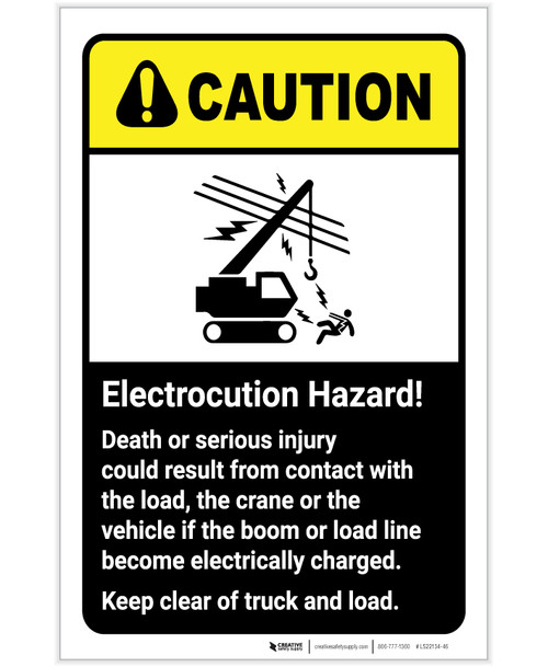 Caution: Electrocution Hazard Keep Clear Death or Injury Could Result ANSI Portrait - Label