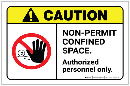 Caution: Non Permit Confined Space ANSI Landscape - Label