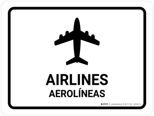 Airlines White Bilingual Spanish Landscape - Wall Sign