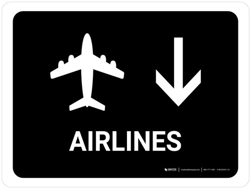 Airlines With Down Arrow Black Landscape - Wall Sign