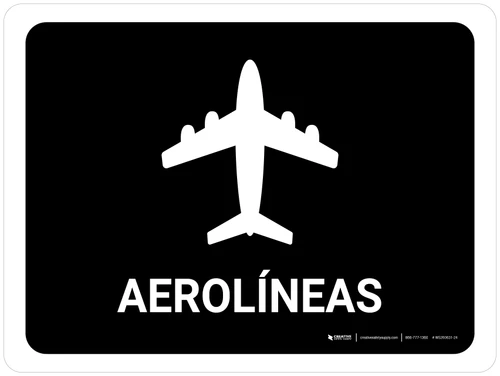 Airlines Black Spanish Landscape - Wall Sign