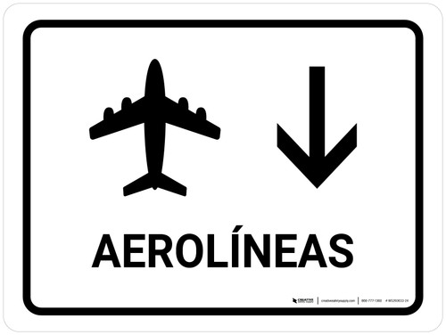 Airlines With Down Arrow White Spanish Landscape - Wall Sign