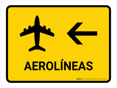 Airlines With Left Arrow Yellow Spanish Landscape - Wall Sign