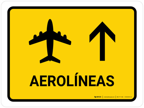 Airlines With Up Arrow Yellow Spanish Landscape - Wall Sign