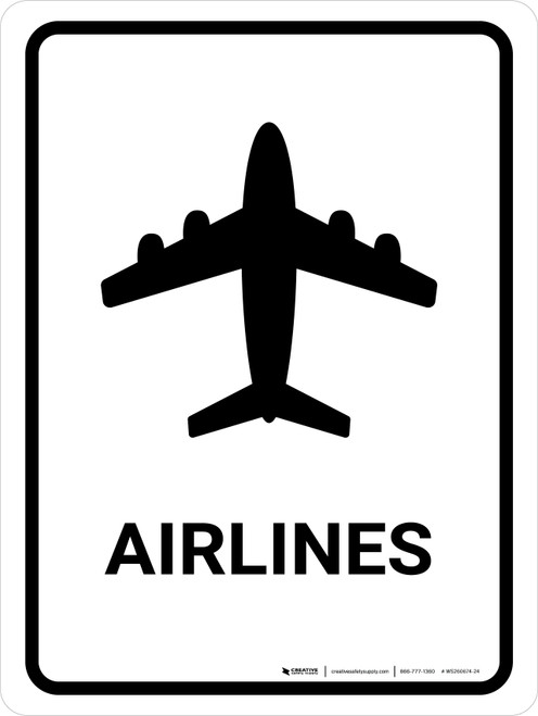 Airlines White Portrait - Wall Sign