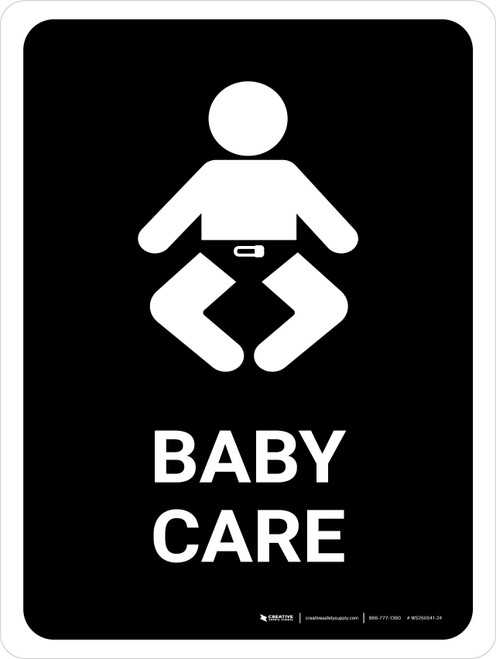Baby Care Black Portrait - Wall Sign