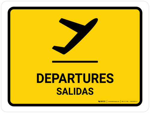Departure Yellow Bilingual Spanish Landscape - Wall Sign