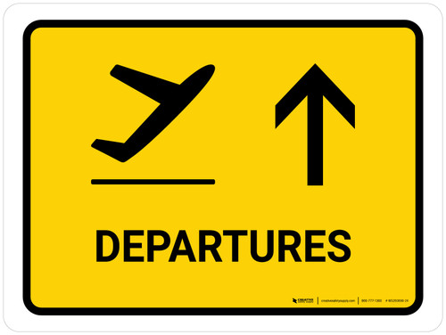 Departure With Up Arrow Yellow Landscape - Wall Sign