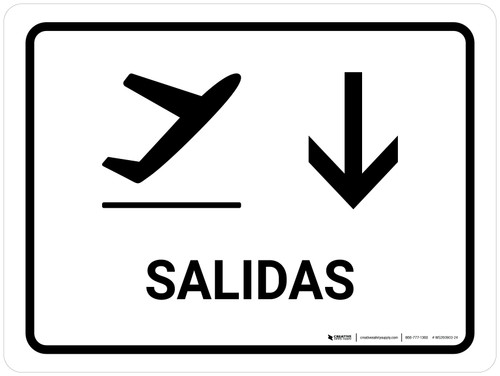 Departure With Down Arrow White Spanish Landscape - Wall Sign