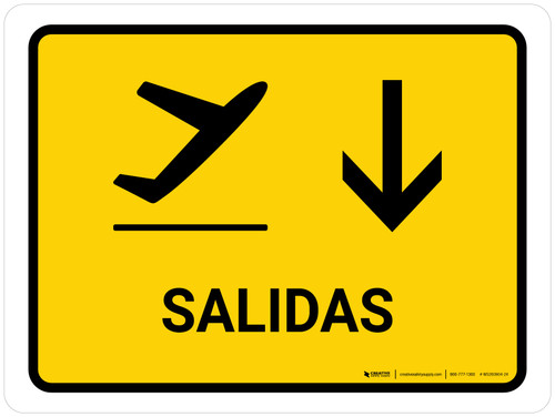 Departure With Down Arrow Yellow Spanish Landscape - Wall Sign