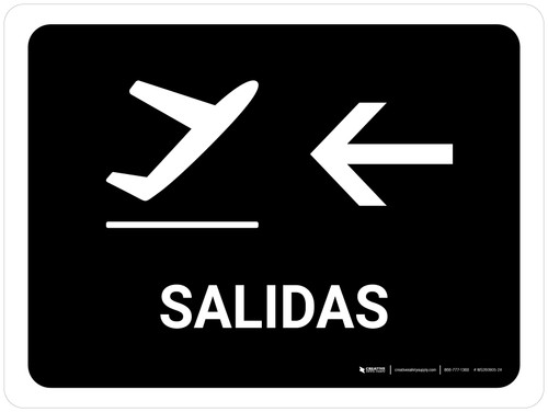 Departure With Left Arrow Black Spanish Landscape - Wall Sign