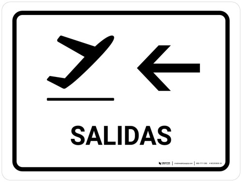 Departure With Left Arrow White Spanish Landscape - Wall Sign