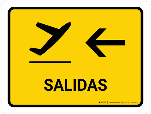 Departure With Left Arrow Yellow Spanish Landscape - Wall Sign