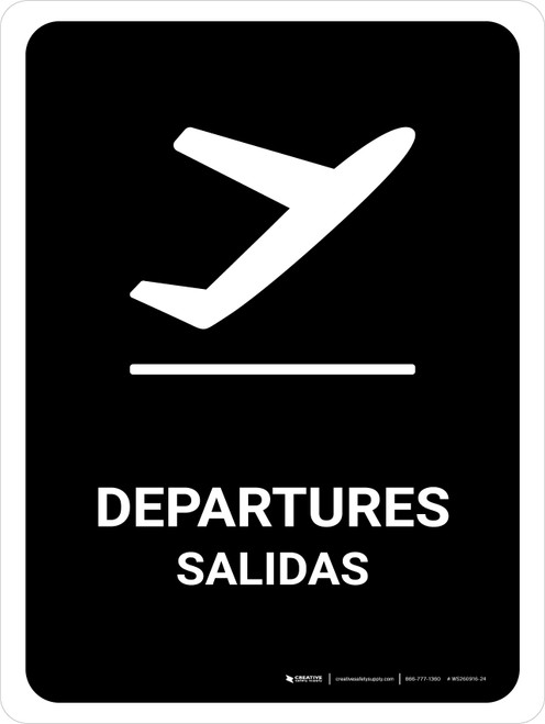 Departure Black Bilingual Spanish Portrait - Wall Sign