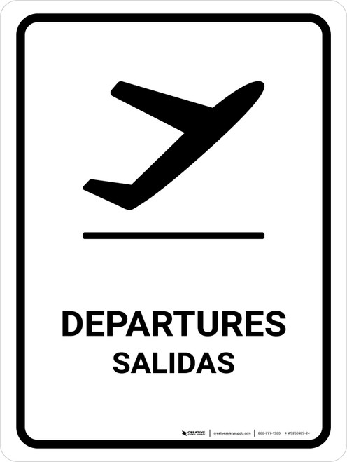 Departure White Bilingual Spanish Portrait - Wall Sign