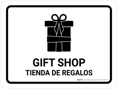 Gift Shop White Bilingual Spanish Landscape - Wall Sign