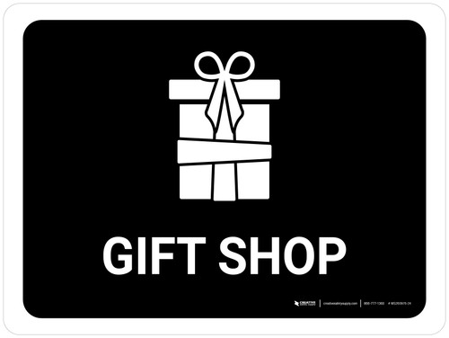 Gift Shop Black Landscape - Wall Sign
