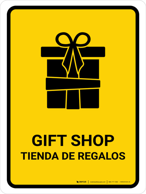 Gift Shop Yellow Bilingual Portrait - Wall Sign